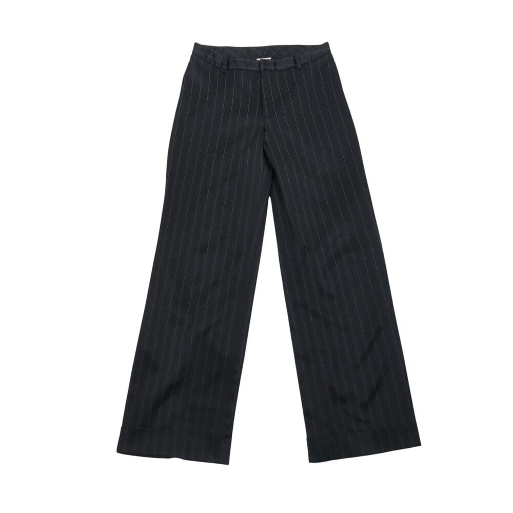 Vintage 90s Zinc Black Pinstripe Wide Leg Trouser Pants Small